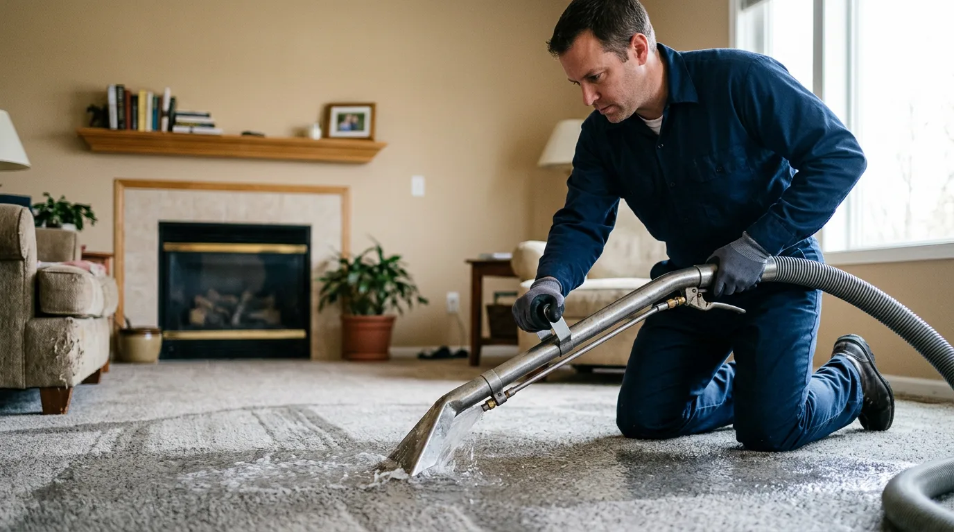 Water damage restoration technician working near Kingston, RI